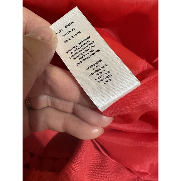 Talbots Size 8 Sleeveless Circled Lace Midi Dress Linen Blended Lined Women E31 - Picture 8 of 9